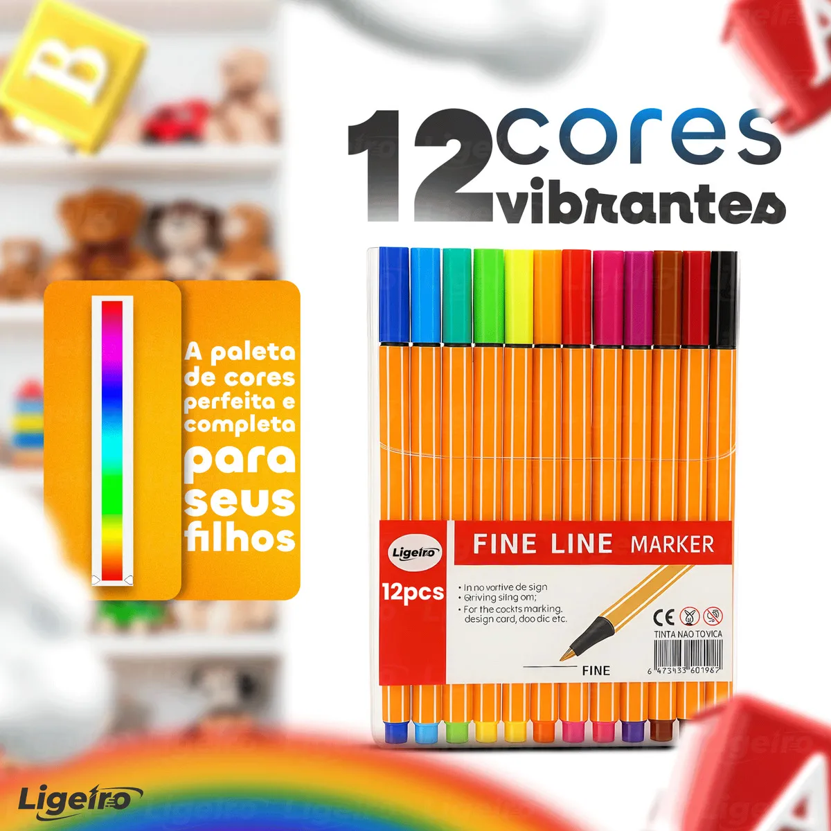 Kit Caneta Fine Line Cores Ponta Fina 0.4mm Cor Da Tinta Kit 12/24/36/48 Cores Kit 12 Cores