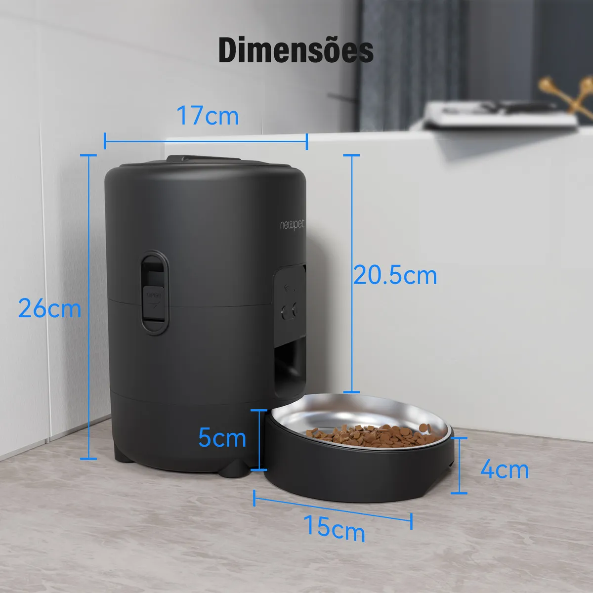 Alimentador Inteligente Comedouro Automático Pet App Newpet NP1322 Preto - Imagem 2