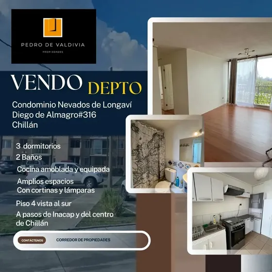 Vendo Depto 3d+2b+e Condominio Nevados De Longaví Chillán