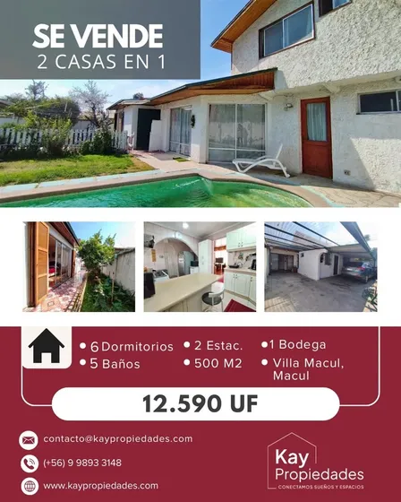 12.590 Uf Se Venden 2 Casas En 1 Villa Macul Macul