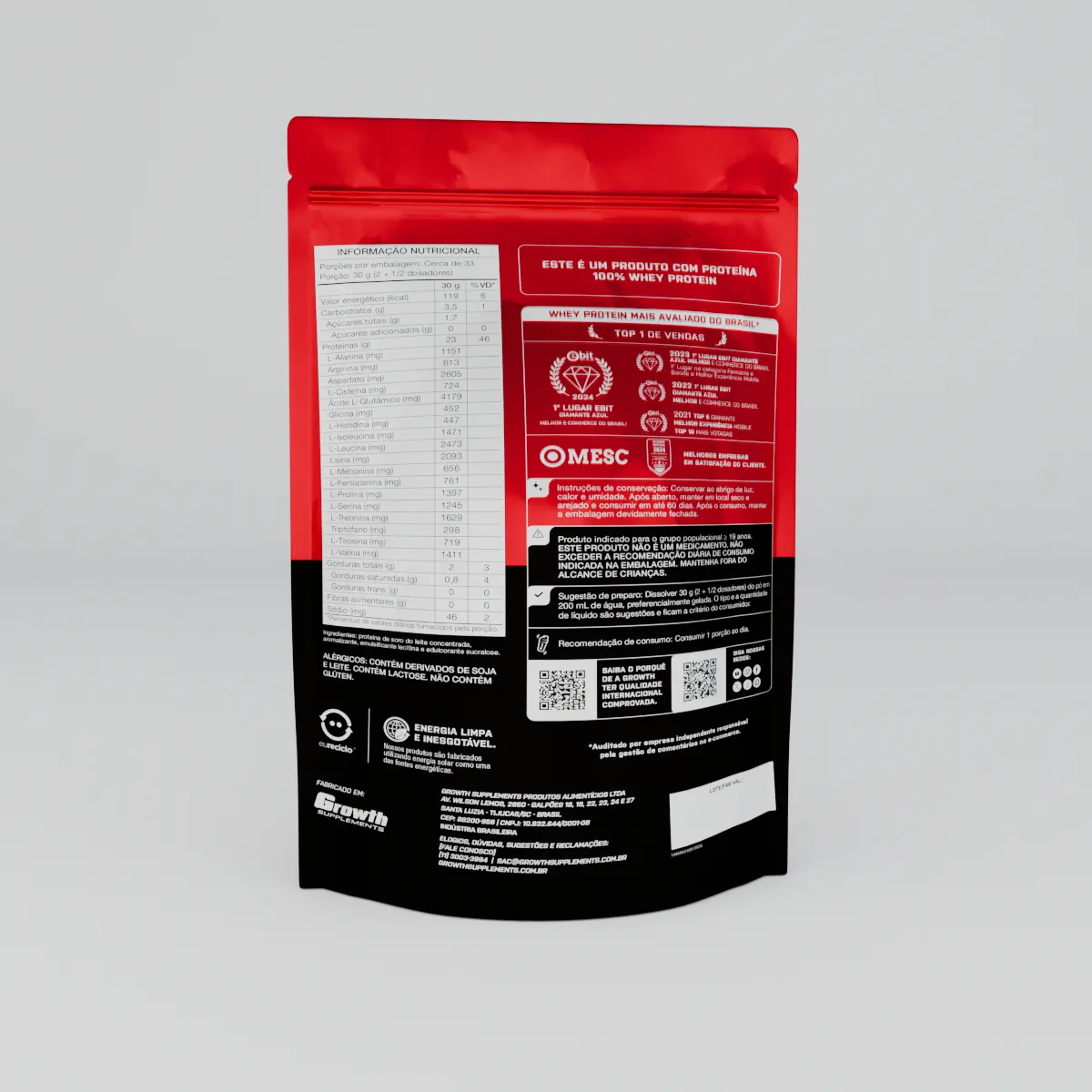 Whey Protein Concentrado 1kg Growth Supplements - Leite em Pó - Imagem 4