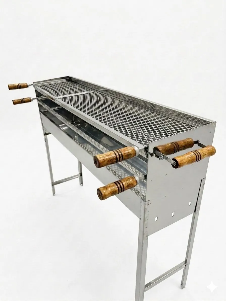 Churrasqueira Inox Espetinho Profissional 80x25cm 2 Grelhas