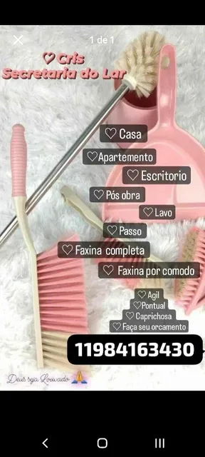 Cris Secretaria Do Lar !! Trabalho Com Faxina Vamos Agendar