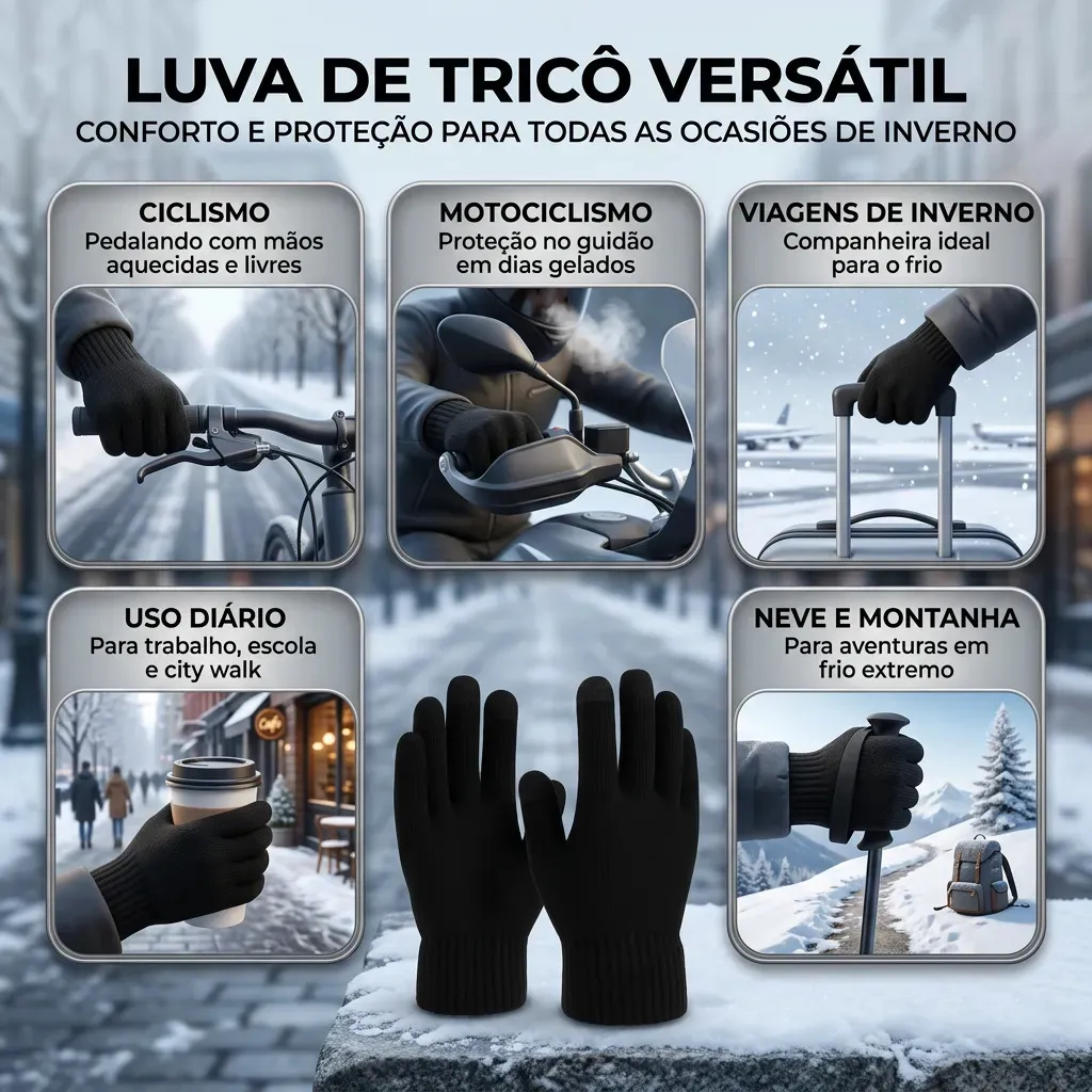 Luva Lã Térmica Inverno Frio Intenso Feminina Masculina Unissex Adulto Par Ciclismo Moto Neve Esporte Corrida Caminhada Anti-vento Trekking Ski Aquecimento Outono Proteção Montanha Brasiliana Tech — foto 5