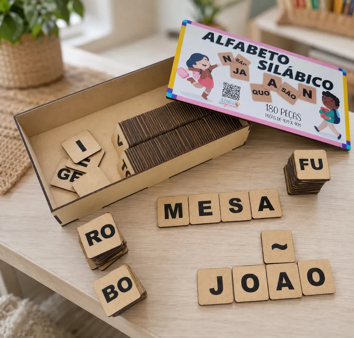 Jogo Educativo Alfabeto Silábico Mdf Madeira
