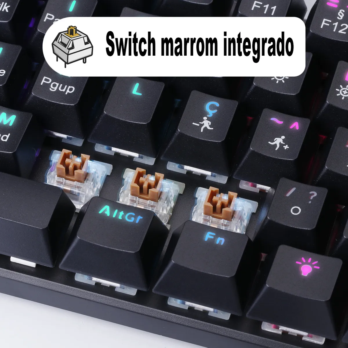 Teclado Gamer Mecanico Eg275/class (brown Switch) 75% Preto Abnt2 - Imagem 4