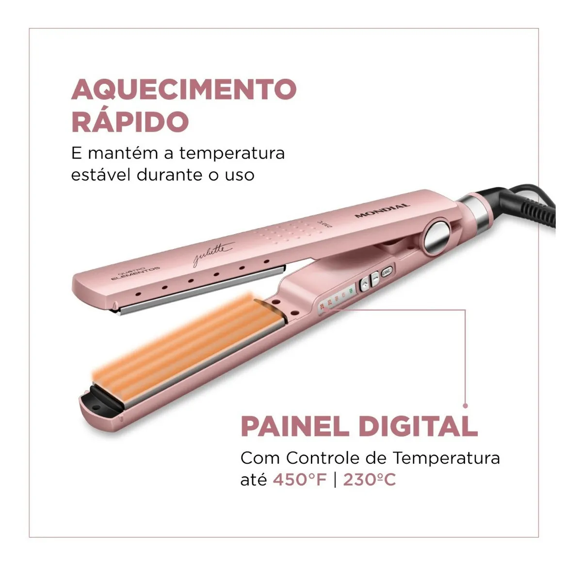 Prancha Alisadora By Juliette Mondial Golden Rose Bivolt P-JU-01 - Imagem 3