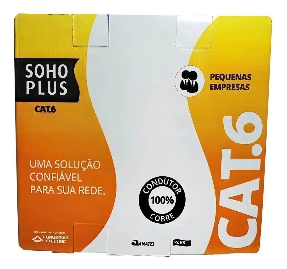 Cabo de Rede Furukawa Soho Plus CAT6 305 Metros CMX 24AWG 4 Pares 8 Fios 100% Cobre Anti-chamas - Azul