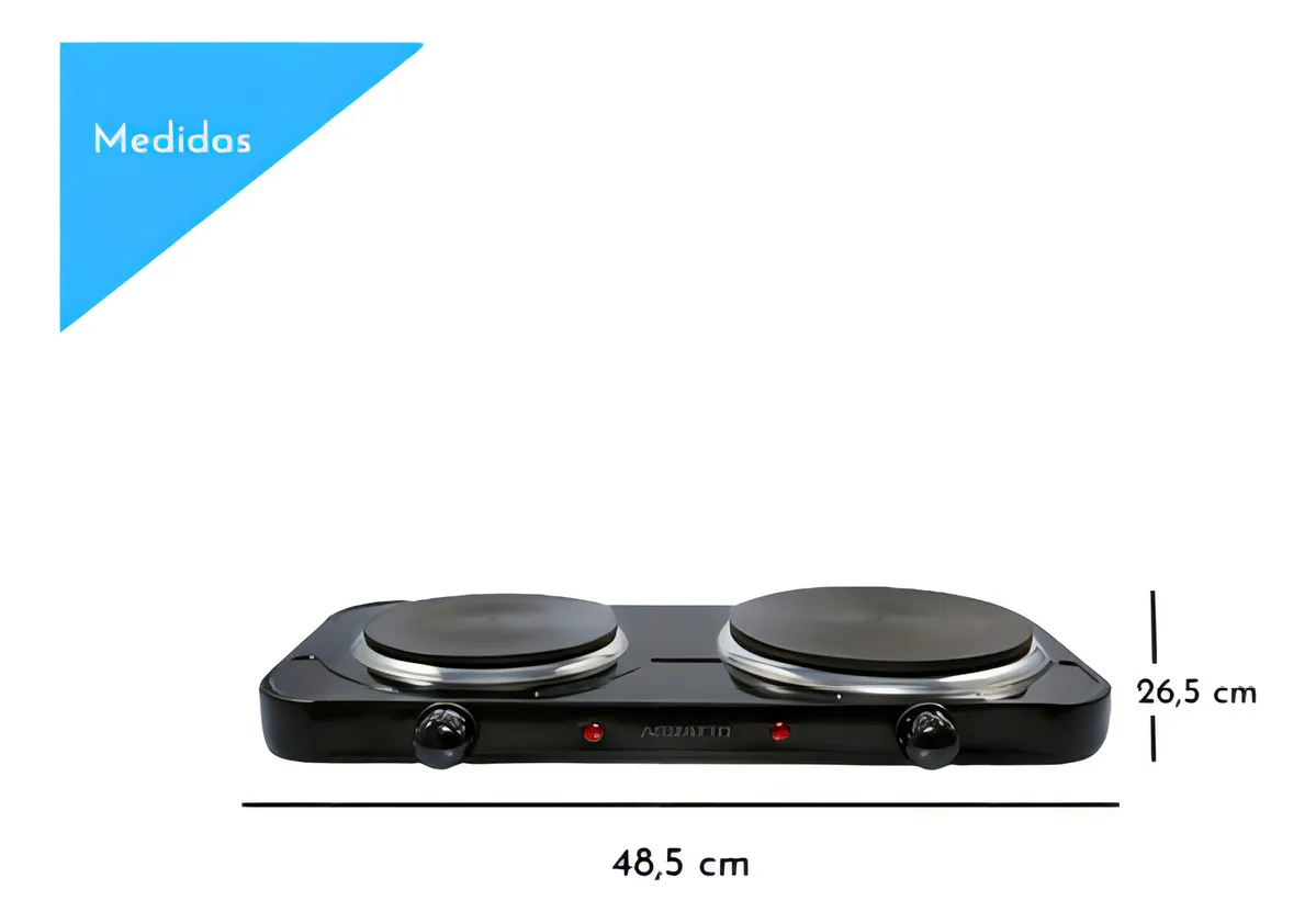 Fogao Cooktop Elétrico Portátil Mesa 2 Boca Preto 2500w - Imagem 2