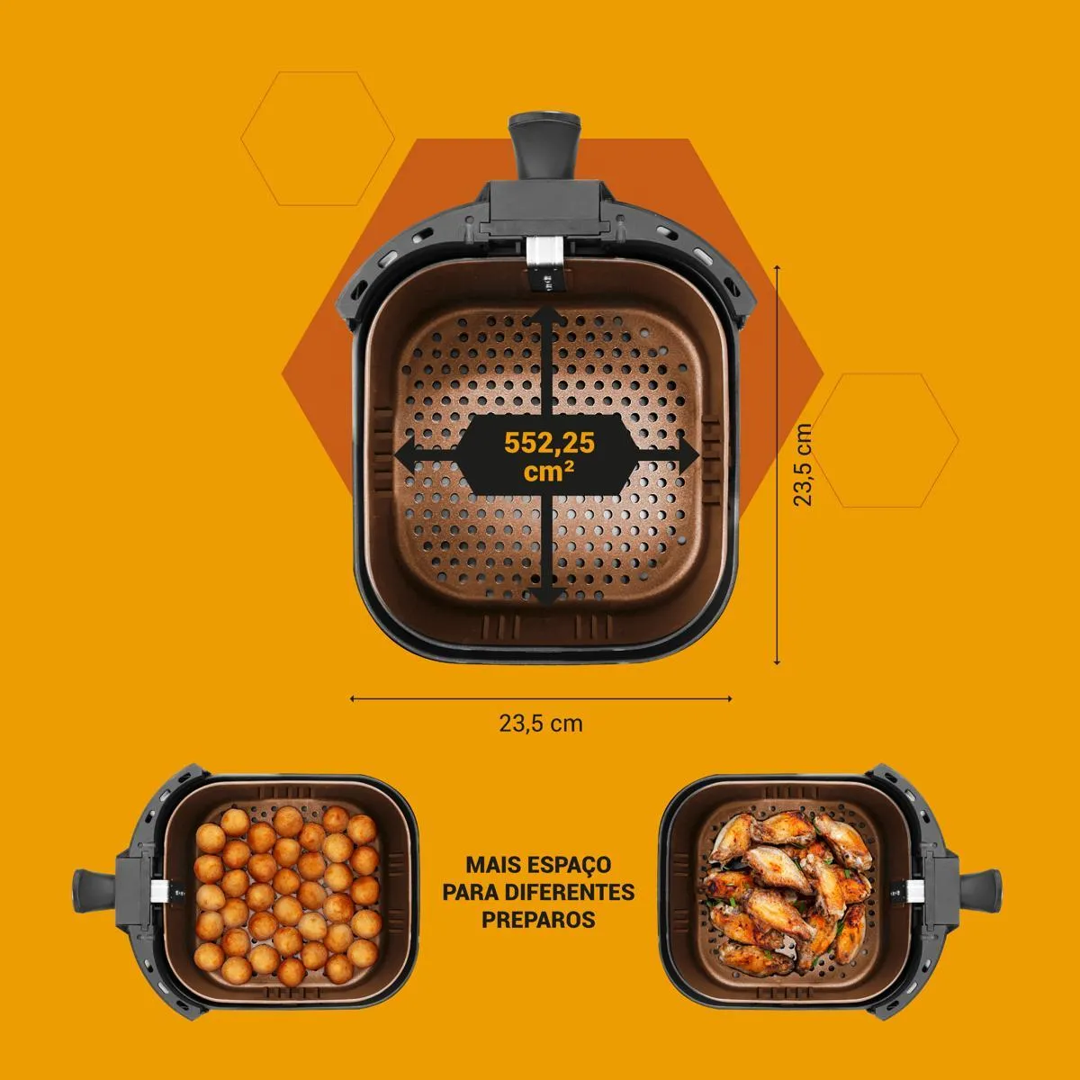 Air Fryer Philco 5,5l Cesto Quadrado 1500w Paf55a Cor Preto - Imagem 3