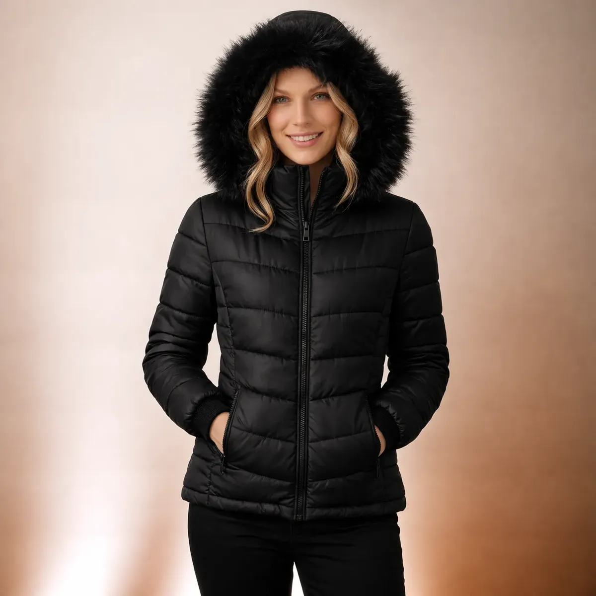 Jaqueta Feminina Puffer Bobojaco Capuz Nylon Forrada Até G4