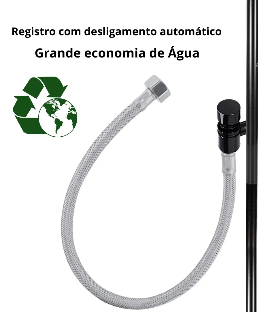 Chuveiro Externo Preto Quadrado Automático - Imagem 3