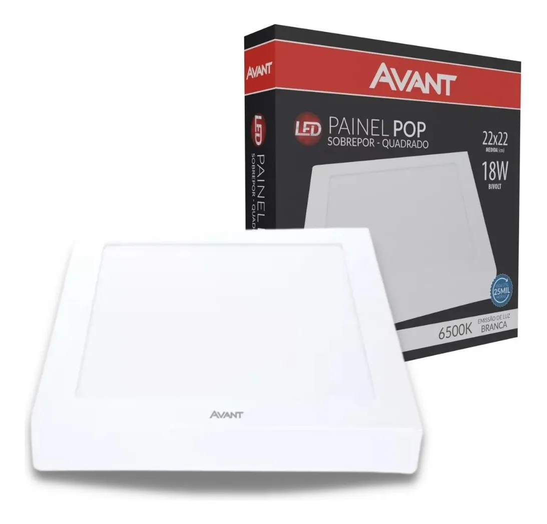 1x Painel Plafon Sobrepor Quadrado Led 18w Ps Avant 6500k Estrutura Branco - Imagem 3