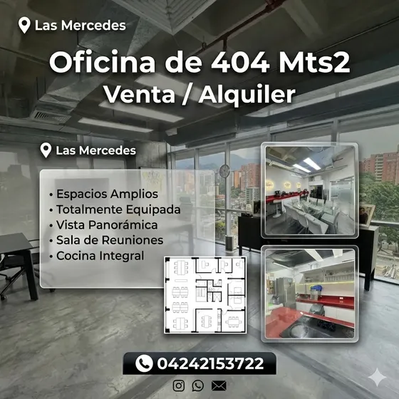 Alquiler Oficina 404 Mts2 Vista Al Avila Cfm Las Mercedes