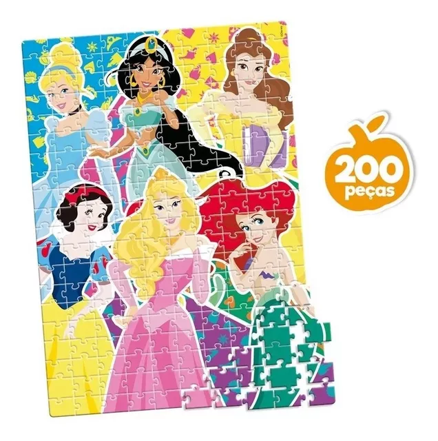 Quebra-Cabeça - Metalizado - 200 Peças - Disney - Princesa - Bela - Toyster