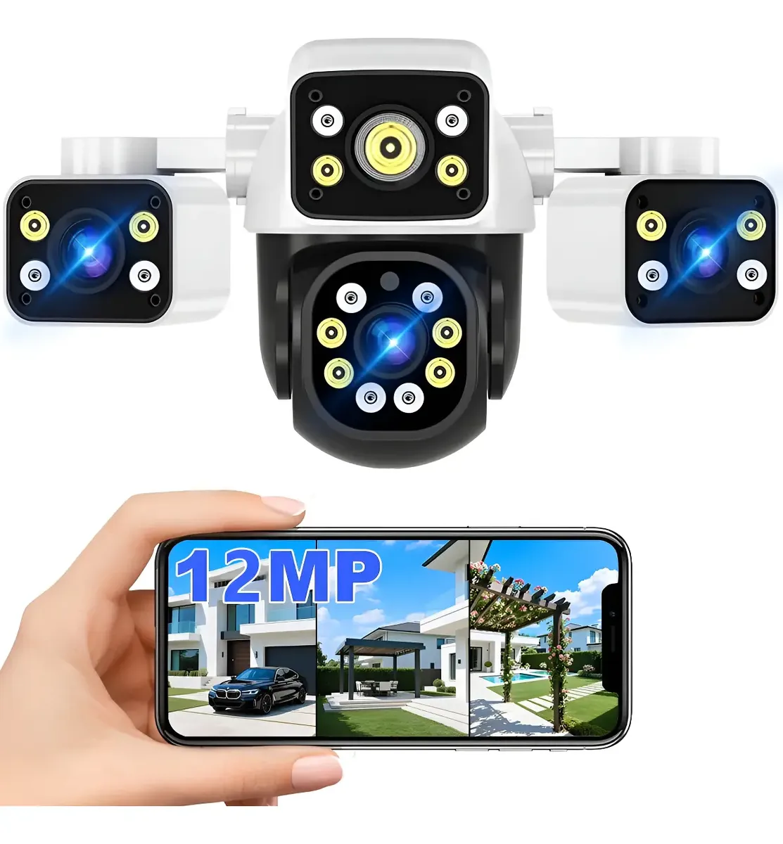 Câmera de Lente Tripla 360 Rastreamento 10x