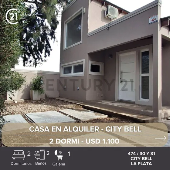 Alquiler Casa En City Bell, 2 Dormitorios