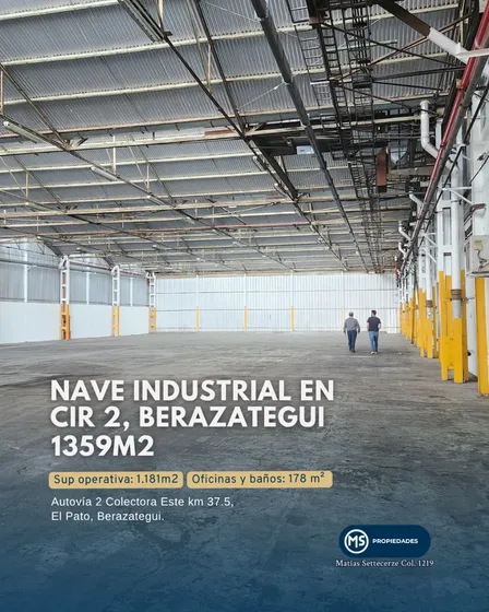 Alquiler Nave Industrial 1359 M²  Parque Cir2 El Pato  Planta Libre + Oficinas