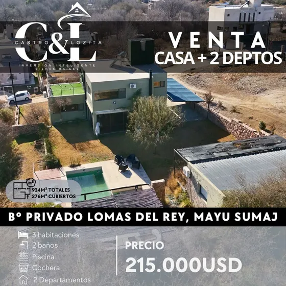 Venta De Gran Casa De Diseño Con 2 Dptos En B°privado Lomas Del Rey, Mayu Sumaj