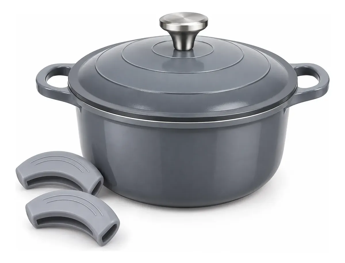Panela Caçarola 20cm Revestimento Cerêmico 2 Pegadores Cinza