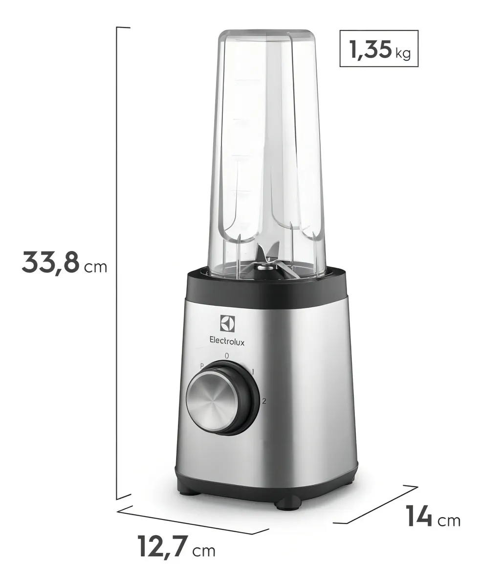 Liquidificador Sportblender Electrolux 2 garrafas vitaminas sucos shakes academia BPA free duas velocidades e pulsar 320W BSE20 inox preto - Imagem 3