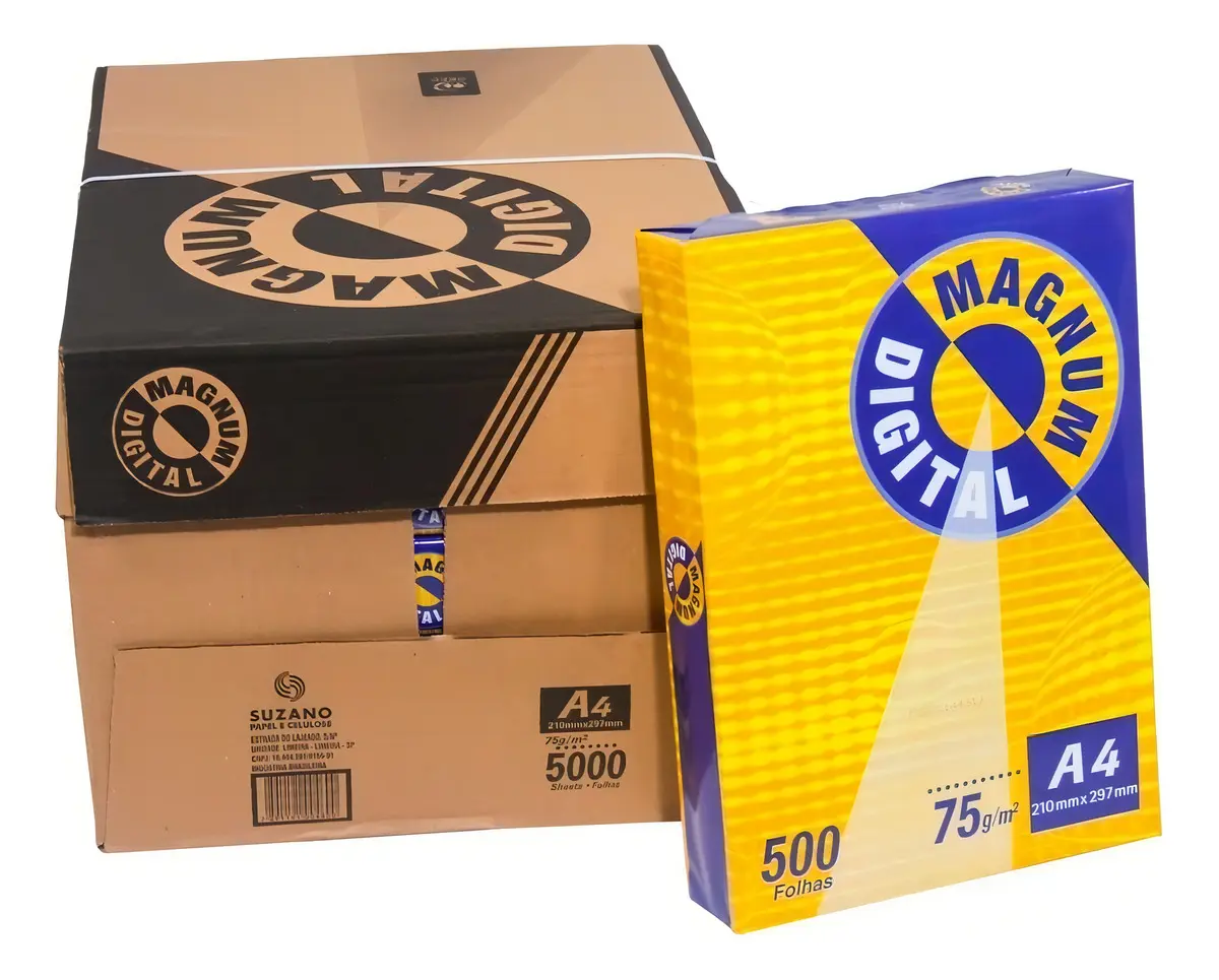 Papel Sulfite A4 75g Suzano Magnum 500 Folhas 10 Resmas 500 Folhas cada