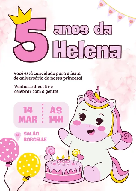 Convite Personalizado Aniversário Menina