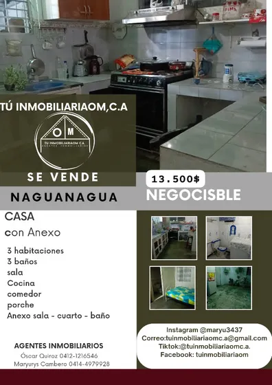 Tu Inmobiliariaom,c.a Vende Casa En Naguanagua Sector La Luz