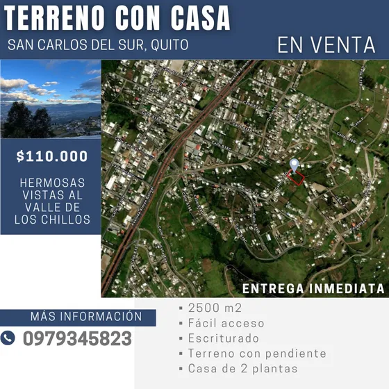 Venta Exclusiva De Propiedad Con Casa De Dos Plantas Y Terreno Inclinado