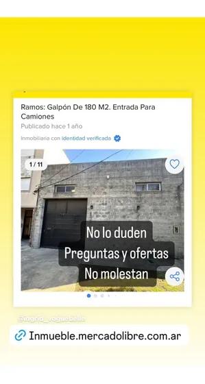 Ramos: Galpón De 180 M2. Entrada Para Camiones 