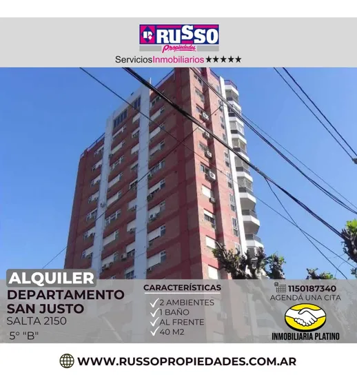 Alquiler Departamento 2 Ambientes - San Justo