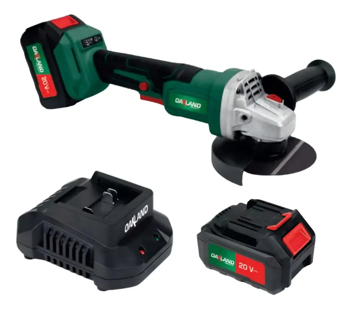 OAKLAND Esmeril Angular 20V Sin Carbones Batería Y Cargador OAKAA-2223PT