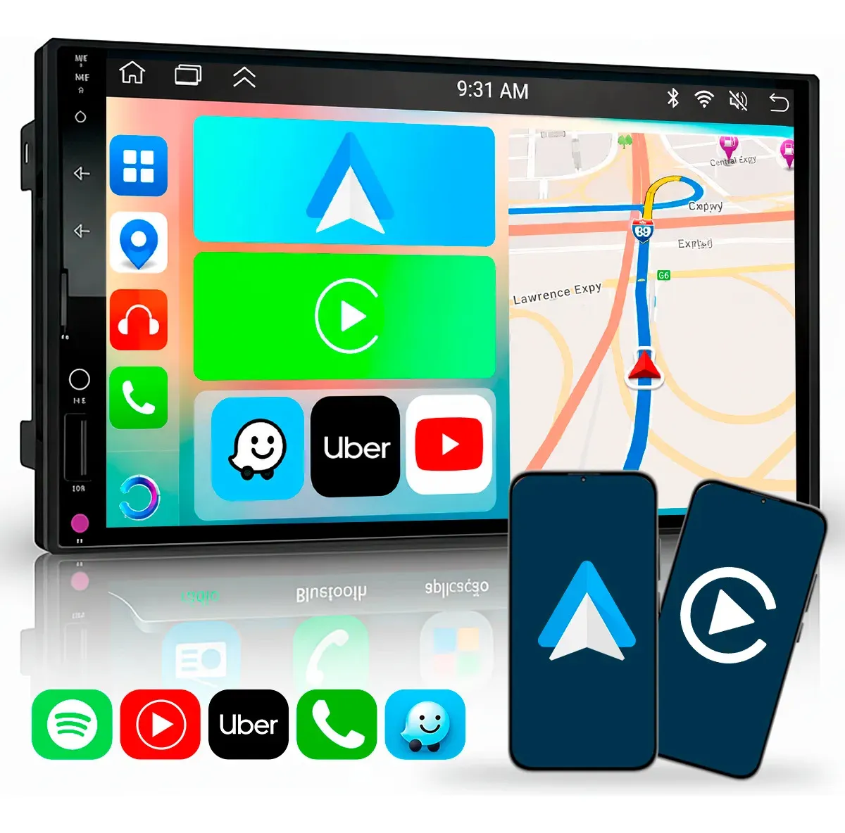 Multimídia 7 Polegadas Carplay Android auto sem fio Mp5 Rs-7007br 7 cor preto - carplay, multimidia universal, multimidia carro Android 