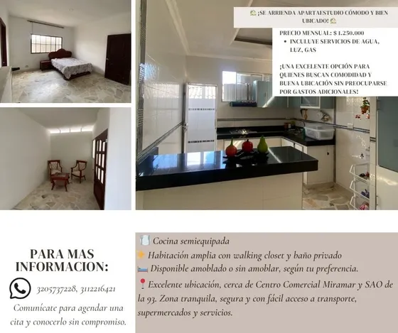 Apartaestudio Amoblado En Arriendo