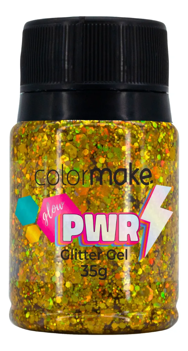 Glitter Gel Glow Power Colormake Carnaval Festa Efeito 35g - Ouro