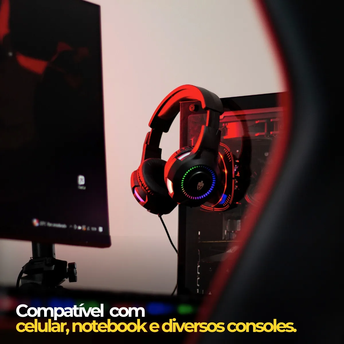 Fone De Ouvido Headset Gamer Rgb Led Pc Computador Vídeogame - Imagem 2
