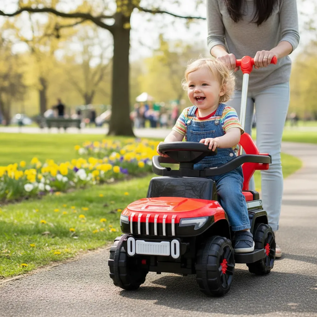 Quadriciclo Infantil Carrinho De Passeio Andador Off Road Com Empurrador Luz Farol e Som - Imagem 3