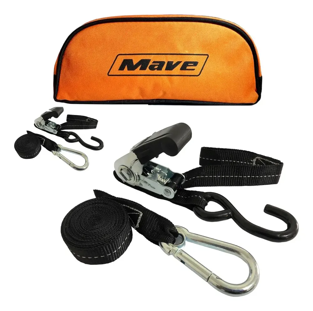 Kit 2 Cintas Catraca Mave 3m 800kg Poliéster Para Moto e Jet Ski