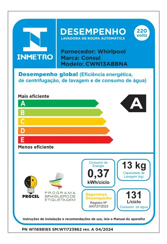 Máquina De Lavar Cwn13ab 13kg Branca Consul Cor Branco - Imagem 3