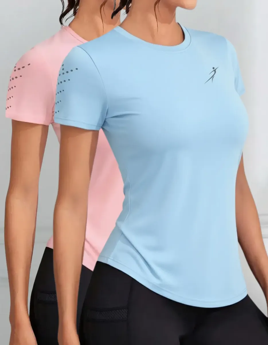 Kit 2 Camisetas Dry Fit Feminina Fitness Academia Treino