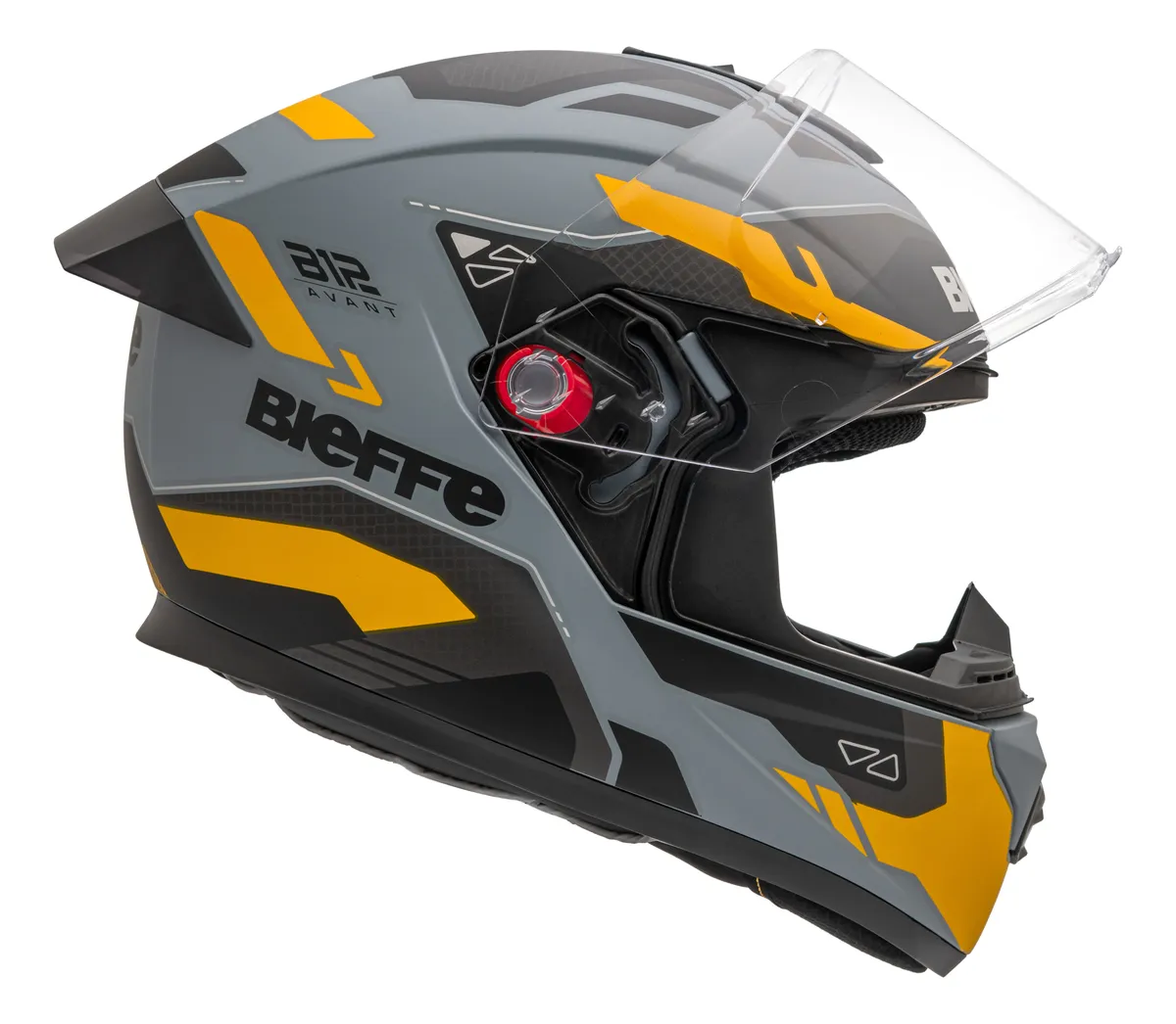Capacete Bieffe B-12 Avant Cinza Moon Fosco Amarelo - Imagem 4