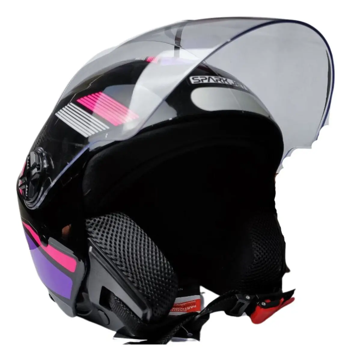 Capacete Aberto EBF Spark Jet Sting Preto Brilho / Rosa / Prata Para Adultos, Tamanho 60 — foto 2