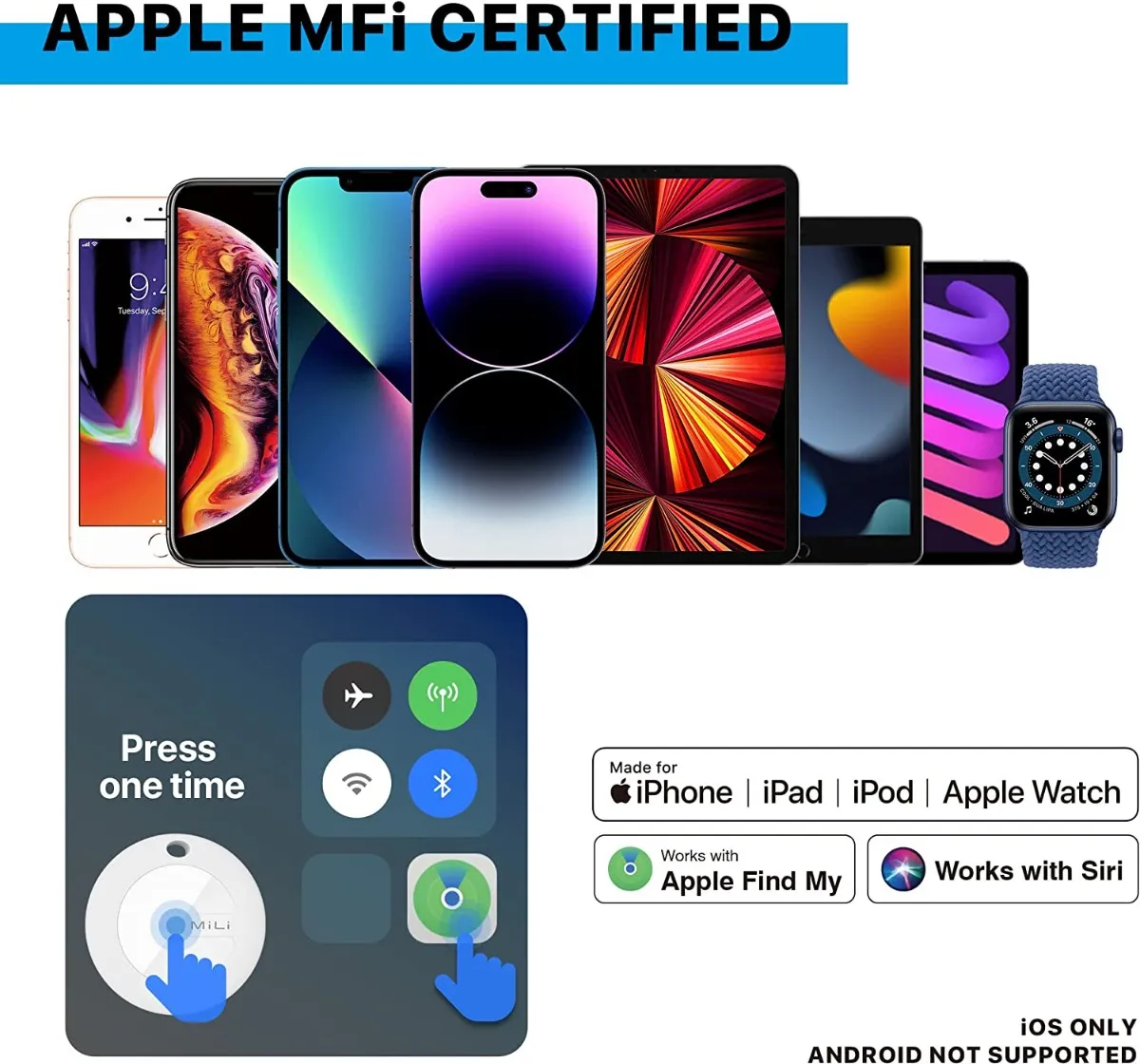 Mitag Mili Rastreador Localizador para iOS con Funda Llavero Color Blanco
