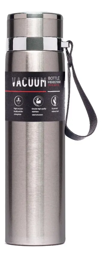 Garrafa Térmica Inox 1 Litro Água Gelada Quente Com Vedação Cor Prata - foto 5