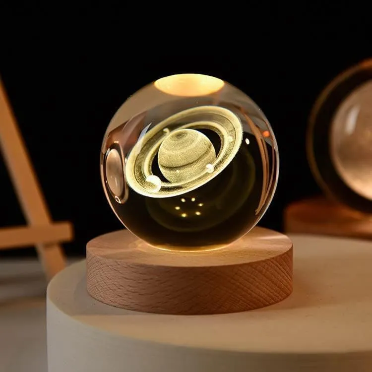Esfera De Cristal 3d Lampara Led Usb Luz De Noche Grabada
