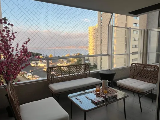 Arriendo Hermoso Depto, Con Con Edificio Tantum,vista Al Mar
