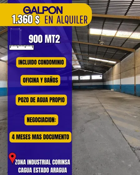 Se Alquila Galpon Zona Industrial Corinsa Cagua 