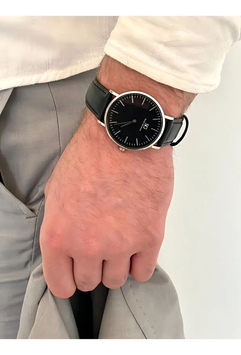 Relógio Saint Germain Murray Black Hill 40mm Cor da correia Preto Cor do bisel Prateado Cor do fundo Preto - Imagem 4