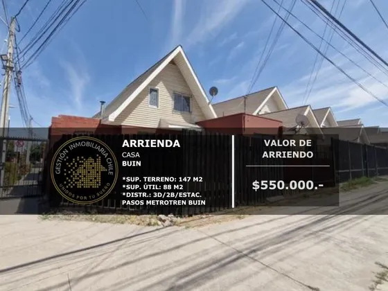 Se Arrienda Casa 3d/2b A Pasos De La Estación Metrotren Buin