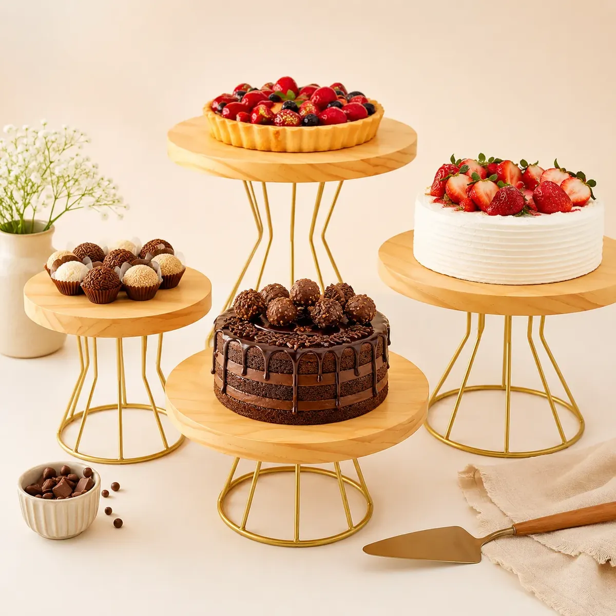 Kit Com 5 Boleiras E Doceiras Para Decorar Festa Aniversário